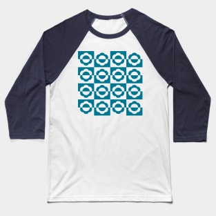 Mayapple Checkerboard Blue Baseball T-Shirt